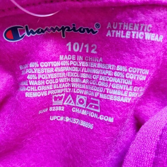 Champion Hoodie Girl's 10/12 Purple (Raspberry Shock) Graphic Fleece Pullover - Picture 3 of 5